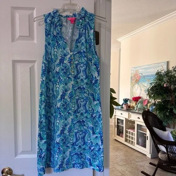 EUC Lilly Pulitzer Azlynn Ruffle Collar Dress, Size Large - Picture 1 of 11